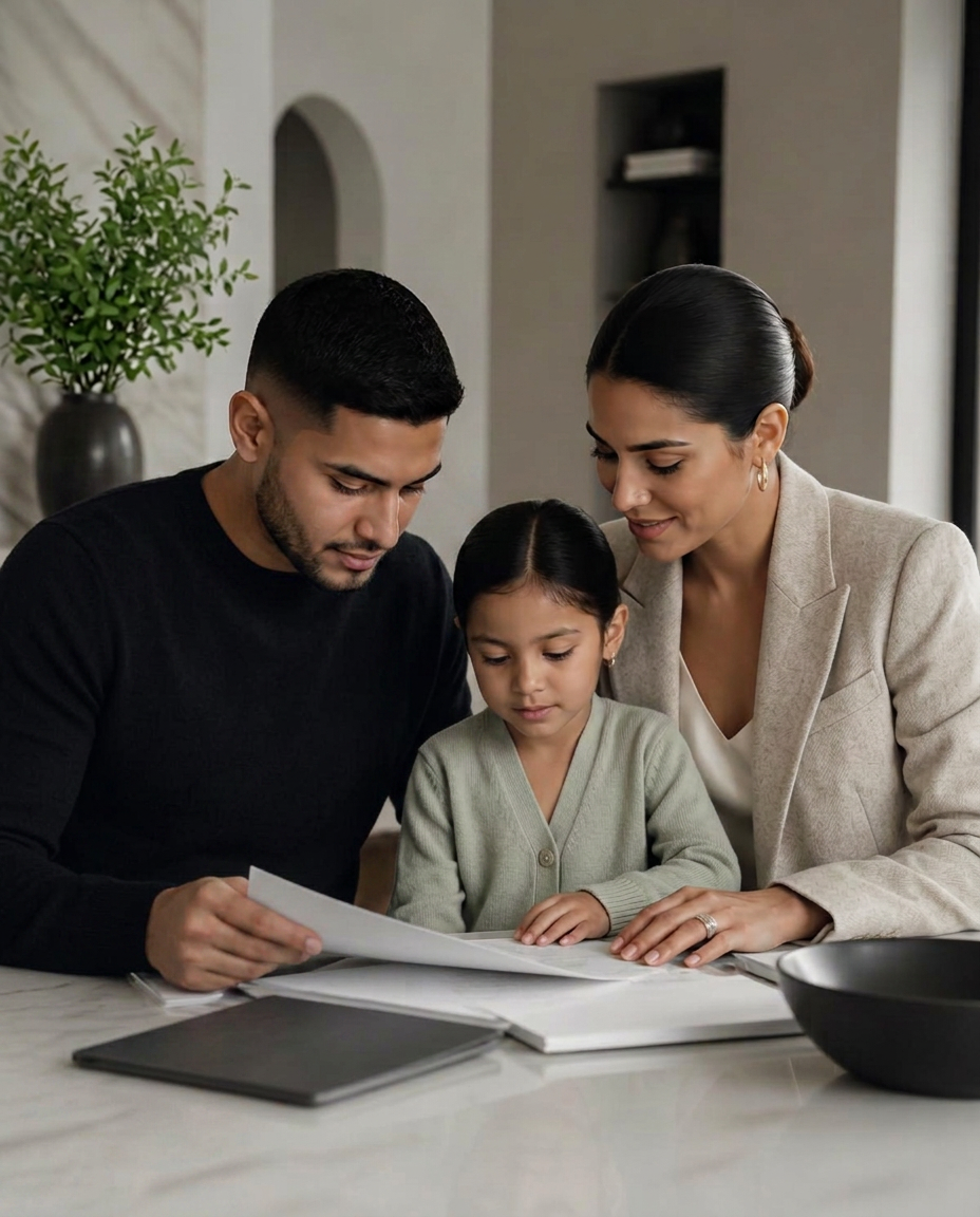 A family reviewing paperwork together at home — independent carrier guidance